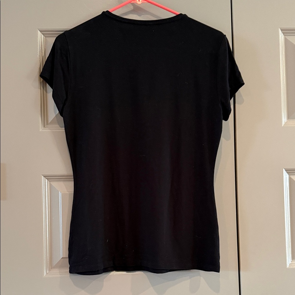 LAST CALL! Ted Baker Black Short Sleeve Tee with Beaded Collar - Picture 3 of 4